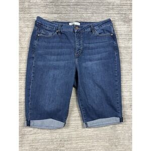 Royalty For Me Jean Shorts Womens 16W Blue Dark Wash Bermuda High Rise Cuffed